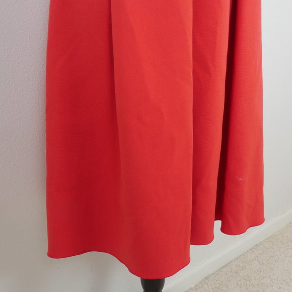 No 21 Red Short Sleeve Pin Tucked Pleated Front Vintage Mid Length Dress - Picture 5 of 13